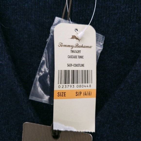 NWT TOMMY BAHAMA Cascade Tunic Blue Merino Alpaca Blend Goat Suede Pockets SMALL - Picture 4 of 7